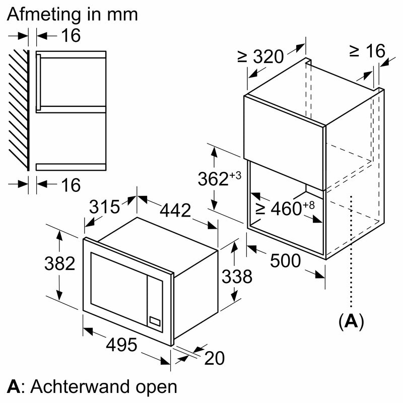 Bosch BFL523MB3 - Serie 2 - Inbouwmagnetron - Zwart