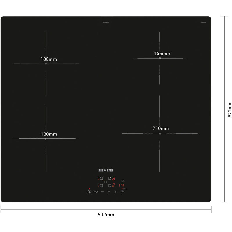 Siemens EU611BEB5E - iQ100 - Inductiekookplaat - 60 cm - Zwart - Opbouw zonder kader