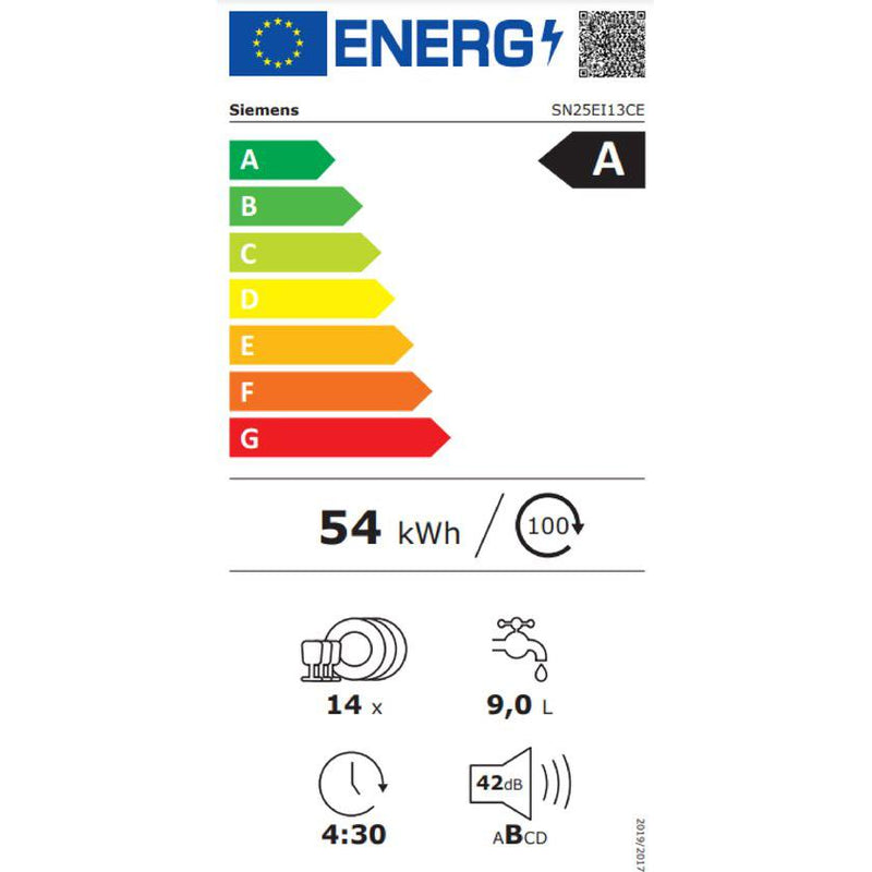 Siemens SN25EI13CE - iQ500 - Vrijstaande vaatwasser - 60 cm - Geborsteld staal AntiFingerprint