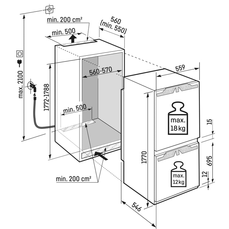 Liebherr ICBNd 5163-20 - Inbouw - koel-vriescombinatie - 178 cm