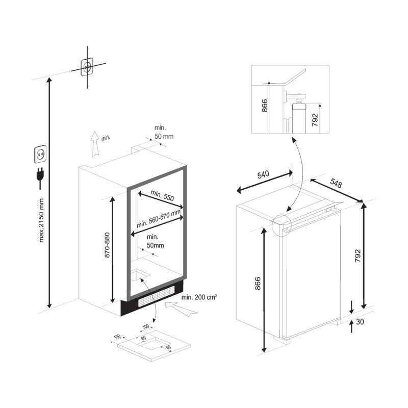 Beko B1904N - Inbouw - Koelkast - 86 cm