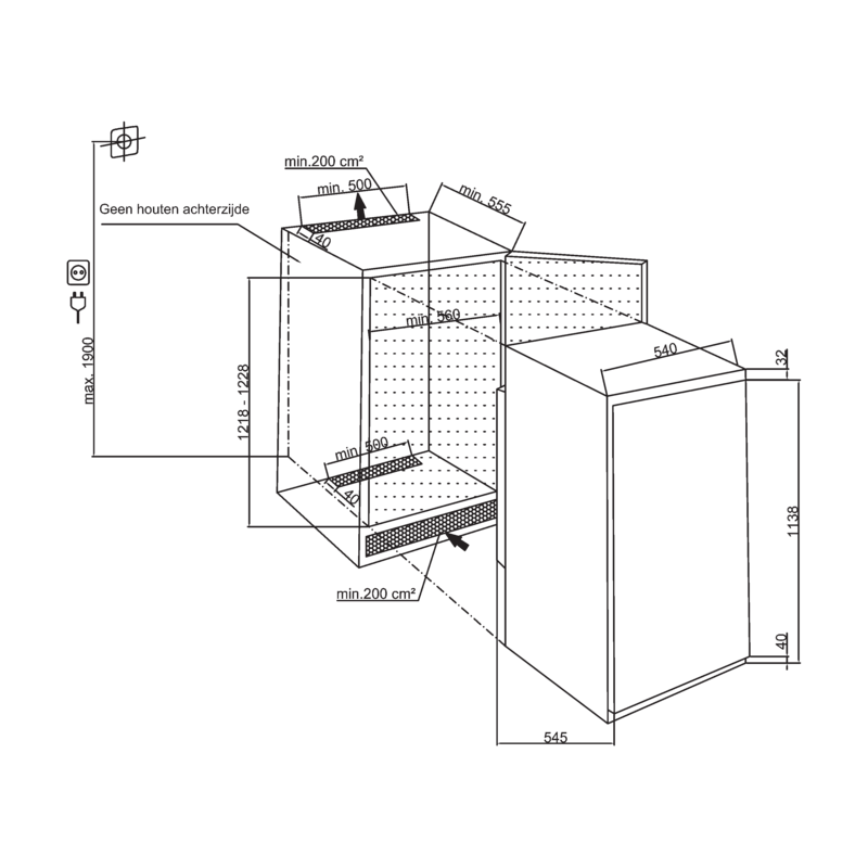 Beko BLSA821M4SN - Inbouw - Koelkast - 122 cm