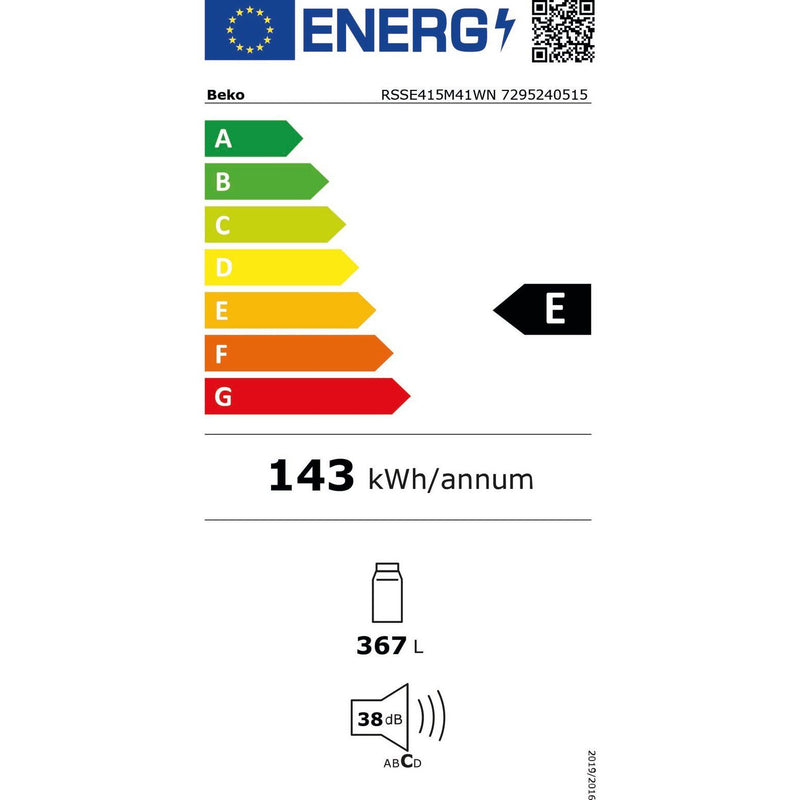 Beko RSSE415M41WN - Koelkast - Wit