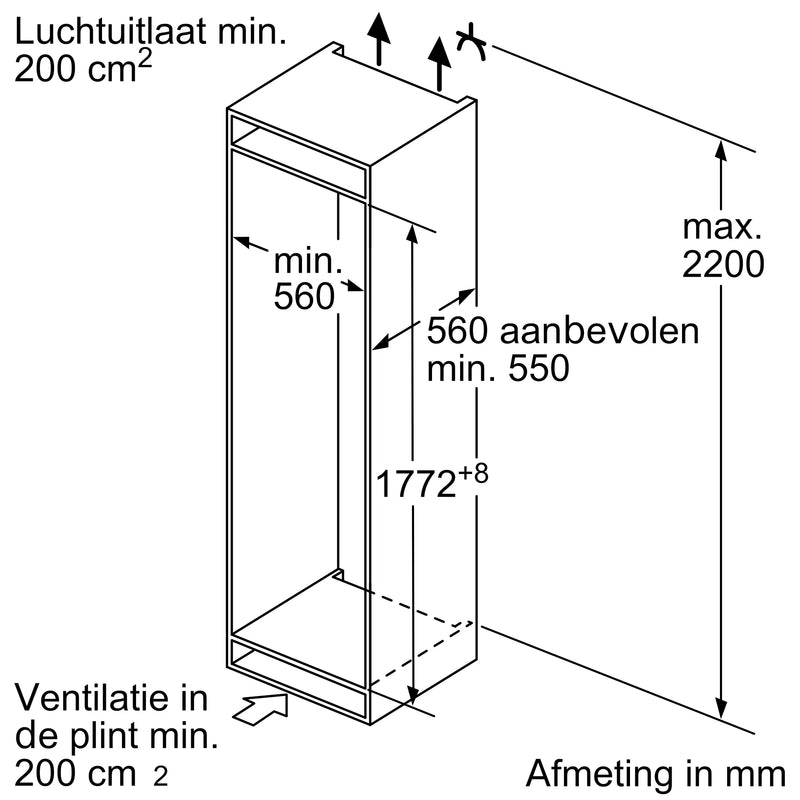 Siemens KI86SAFE0 - IQ500 - Inbouw - Koel-vriescombinatie - 178 cm