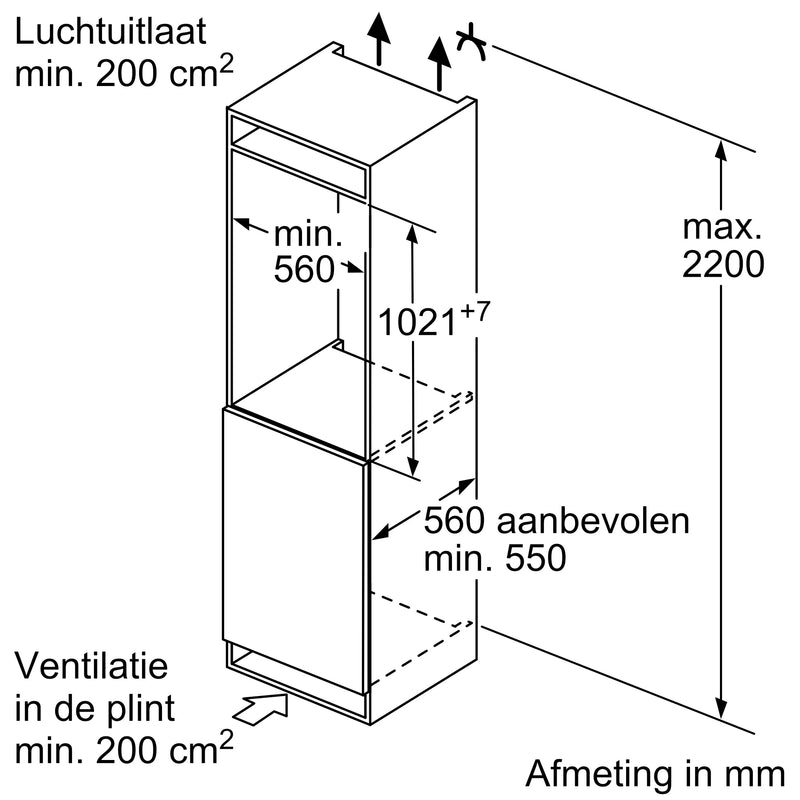 Siemens KI31RADD1 - IQ500 - Inbouw - Koelkast - 102 cm