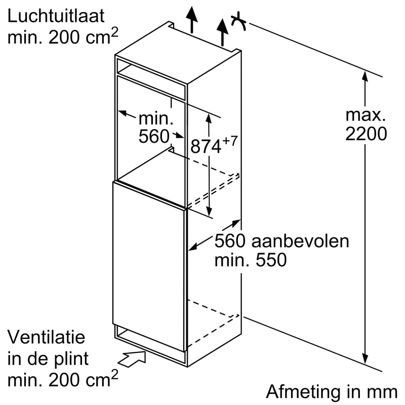 Siemens KI22LADD1 - IQ500 - Inbouw - Koelkast - 88 cm