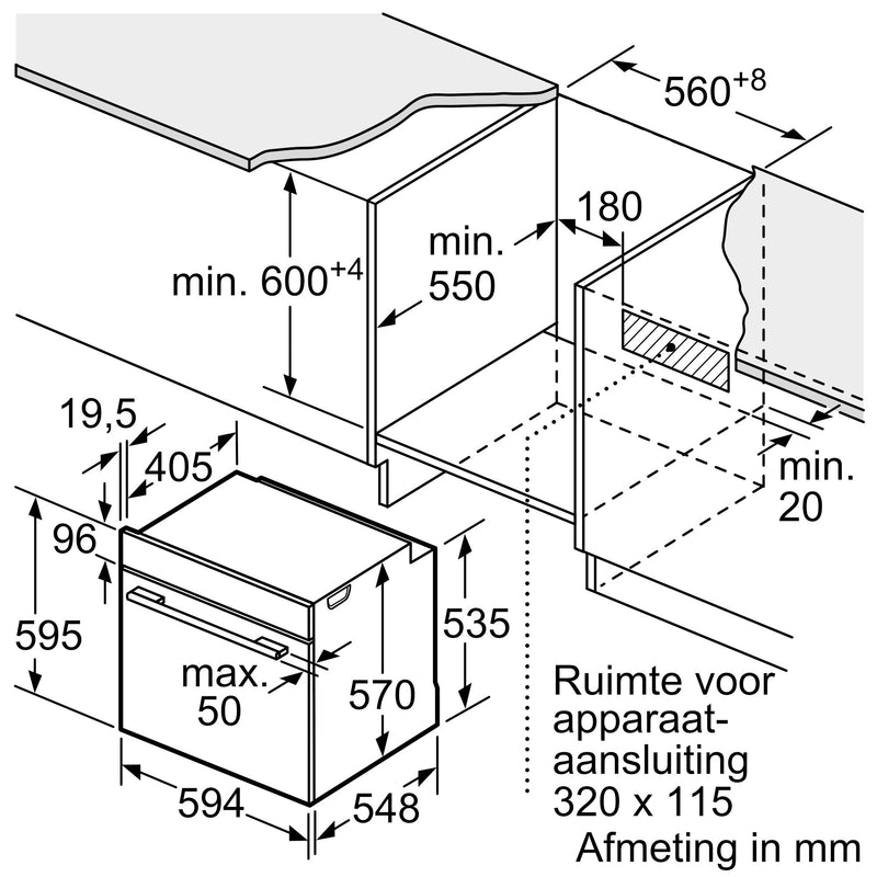 Siemens HB272ABB3 - iQ300 - Inbouwoven - 60 x 60 cm - Diepzwart