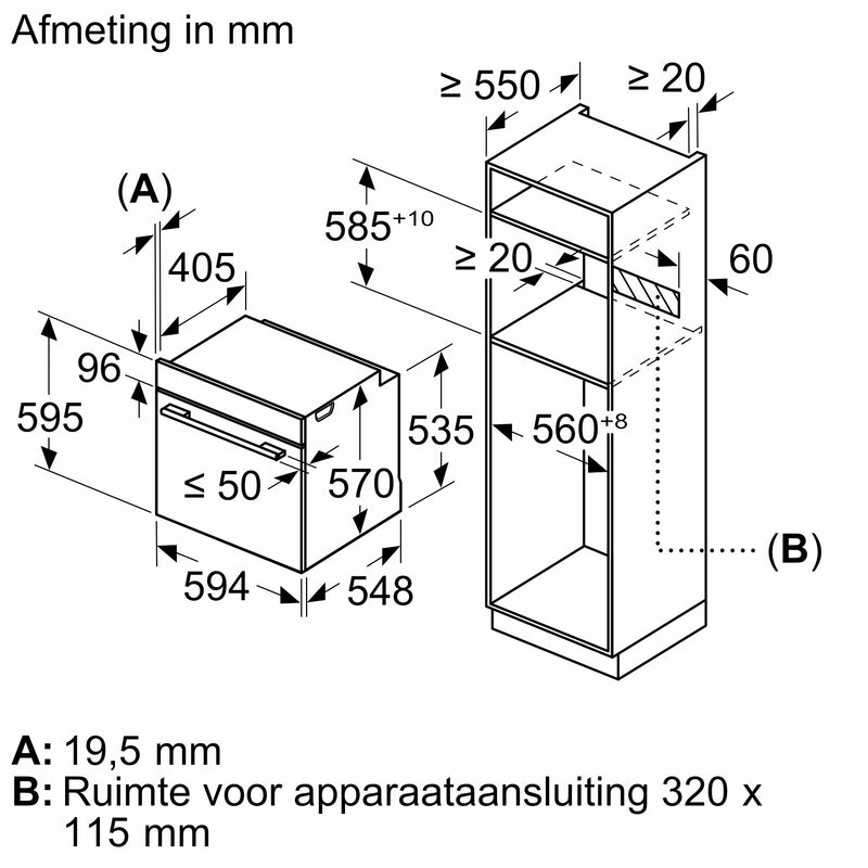 Siemens HB234ABS3F - iQ300 - Inbouwoven - 60 x 60 cm - Zwart