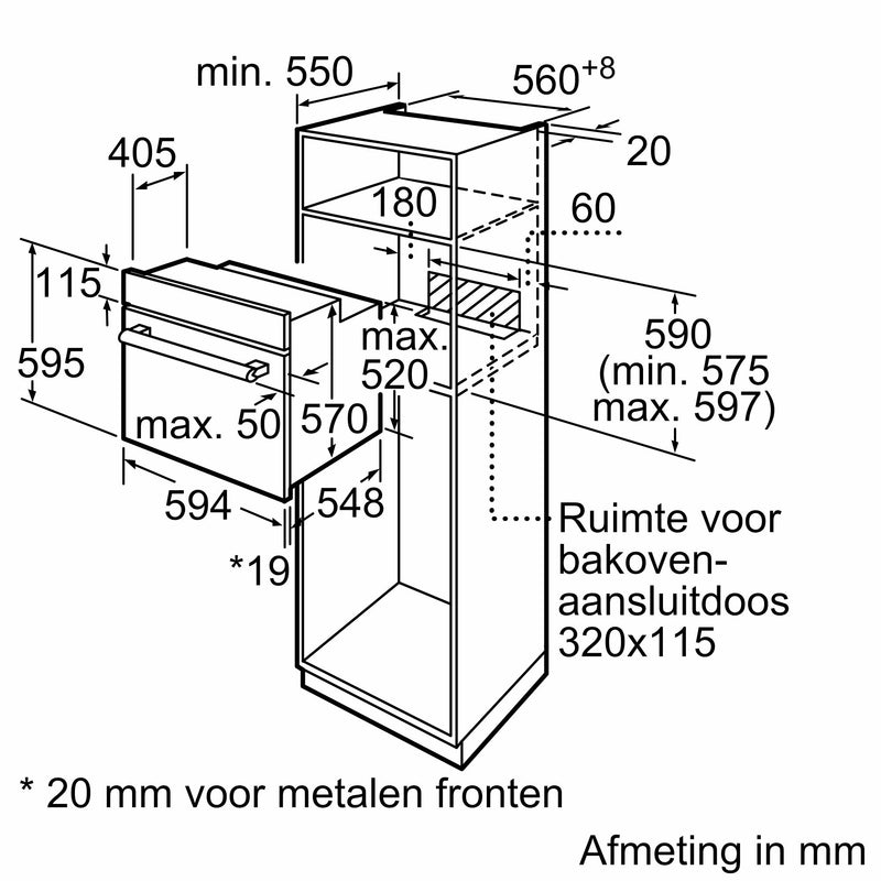 Siemens HB113FBS1 - iQ100 - Inbouwoven - 60 x 60 cm - Inox