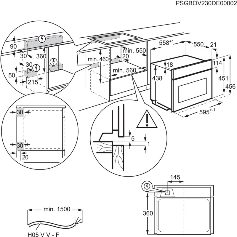 AEG OM5NK40K - 5000 serie - Magnetron met grill - 45 cm - Zwart