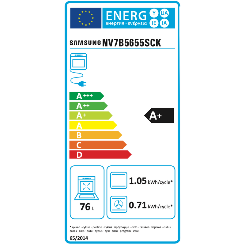 Samsung NV7B5655SCK/U1 - Serie 5 -  Dual Cook™ Oven - 76L - 60cm