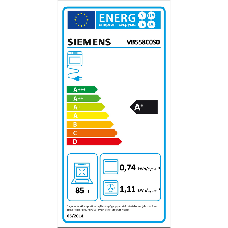 Siemens VB558C0S0 - iQ500 - inbouwoven - 85 L - 90 x 48 cm