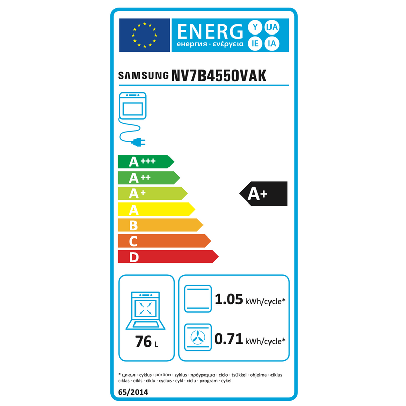 Samsung NV7B4550VAK - 4 serie - Dual Cook Flex™ Oven - 76L - 60cm