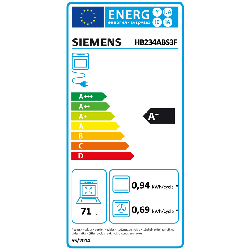 Siemens HB234ABS3F - iQ300 - Inbouwoven - 60 x 60 cm - Zwart