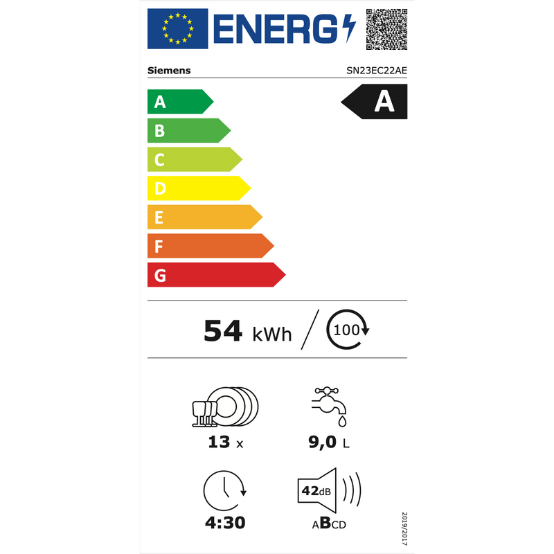 Siemens SN23EC22AE - iQ300 - Vrijstaande vaatwasser - 60 cm - Zwart geborsteld staal AntiFingerprint