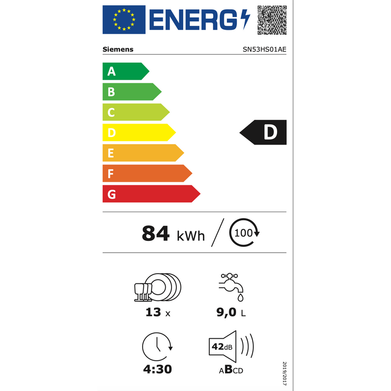 Siemens SN53HS01AE - iQ300 - Integreerbare vaatwasser - 60 cm - Geborsteld staal