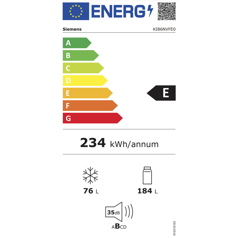 Siemens KI86NVFE0 - IQ300 - Inbouw - Koel-vriescombinatie - 178 cm