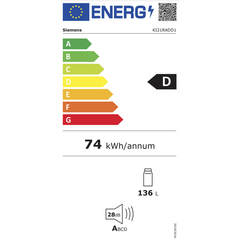 Siemens KI21RADD1 - IQ500 - Inbouw - Koelkast - 88 cm