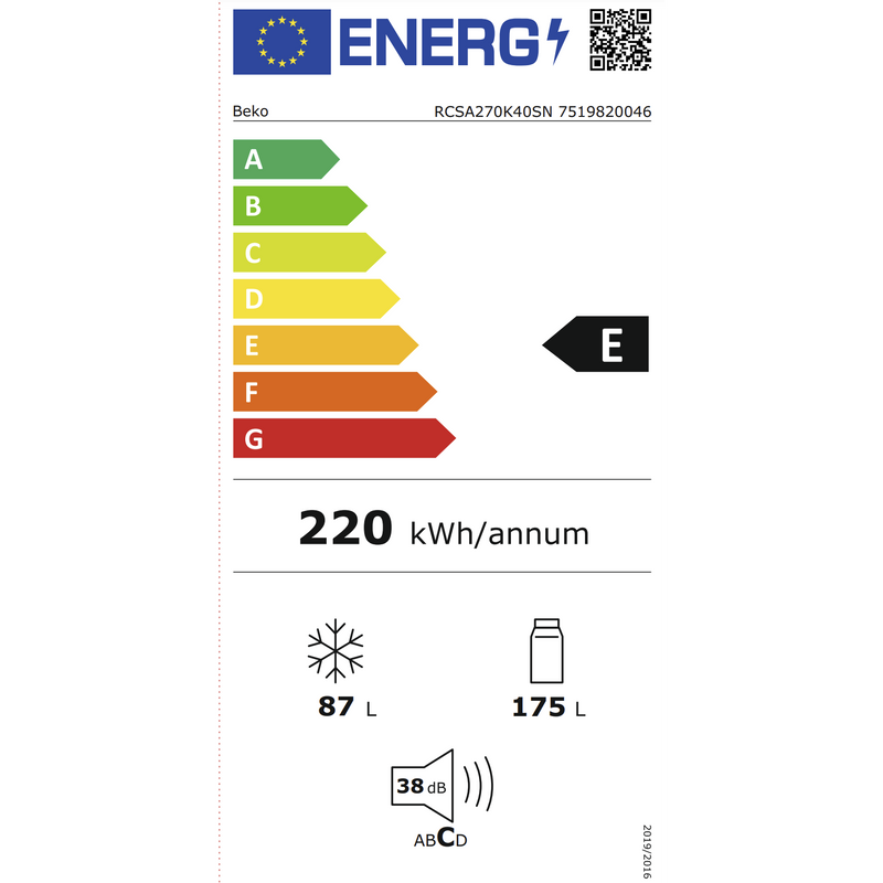 Beko RCSA270K40SN - Koel-vriescombinatie - Inox