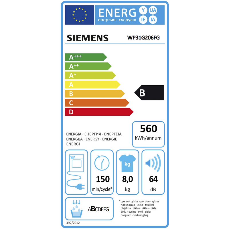 SIEMENS WP31G206FG - IQ500 - Condensatiedroger - 8 kg