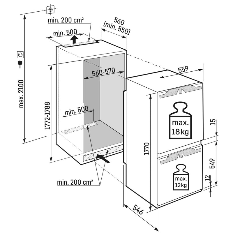 Liebherr ICBc 5182-20 - Inbouw - koel-vriescombinatie - 178 cm