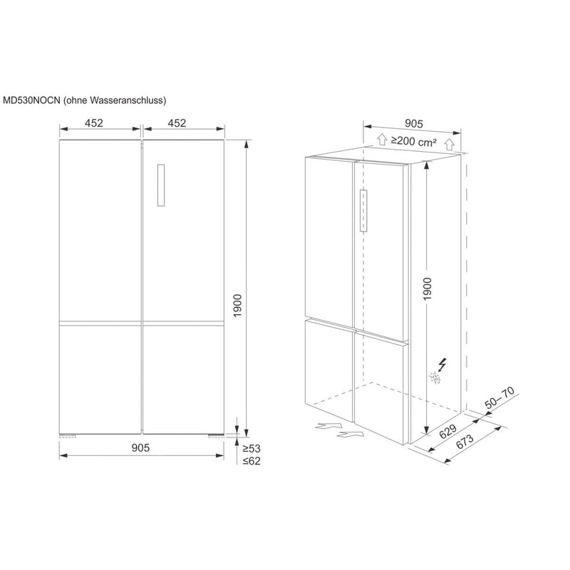 AEG RMB952D6VU - 9000 - MultiSwitch Fridge Freezer - Koel-vriescombinatie - Vrijstaand - 190 cm