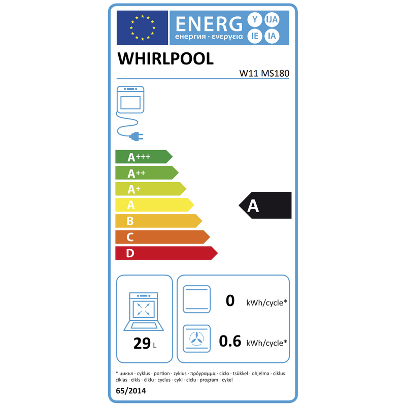 Whirlpool W11 MS180 Stoomoven - Inbouw - 29 liter