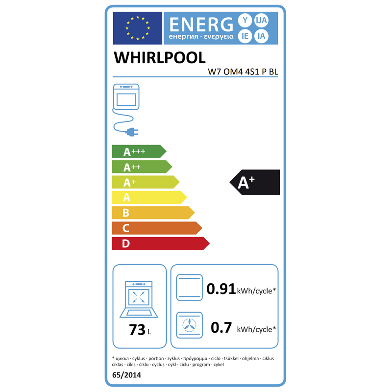 Whirlpool W7 OM4 4S1 P BL Oven - Inbouw - 73 liter