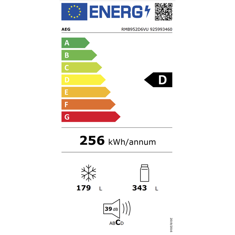 AEG RMB952D6VU - 9000 - MultiSwitch Fridge Freezer - Koel-vriescombinatie - Vrijstaand - 190 cm